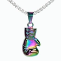 Iridescent fist pendant necklace featuring a colorful rainbow boxing glove on silver chain - Colorful Pendant Only (Without Chain)