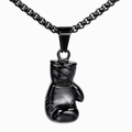 Polished black boxing glove pendant necklace with box chain for street fashion - Black Pendant Only (Without Chain)