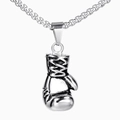 Vintage silver boxing glove pendant necklace with durable round box metal chain - Steel Color Pendant Only (Without Chain)