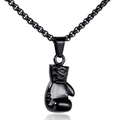 Retro black titanium steel boxing glove pendant necklace with durable link chain - Single Pendant Black