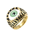Men's punk stainless steel ring featuring a green evil eye set in a golden claw band - Size 7 / Gold with Light Green