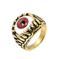 Punk style stainless steel ring featuring a realistic red eyeball held by golden claws - Size 7 / Gold with Orange Red