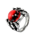 Anello artiglio d'aquila gotico in acciaio inossidabile argento con gemma rossa e nera - US 7 / Rosso