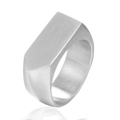 Minimalistische geborstelde roestvrijstalen zeshoekige ring voor heren zilver - US 7 / Staalkleur