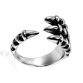Adjustable dragon claw punk ring in antique silver finish for men and women - US 8 / Steel