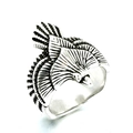 Vintage silver eagle ring with detailed wings and blackened finish for men and women - US 8 / Steel