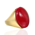 Men's gold-plated stainless steel ring with a large oval red obsidian gemstone - US 7 / Gold Red