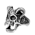 Vintage zilveren ram schedel ring in punk stijl van hoogwaardig roestvrij staal - US 7 / Zilver