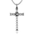 Colgante de cruz de acero inoxidable retro con textura de escamas y acabado en plata antigua - Solo Colgante (Sin Cadena) / Tono Plateado (Solo Colgante)