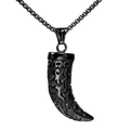 Collar con colgante de diente de lobo negro de acero inoxidable con tallas tribales - Colgante Suelto Negro