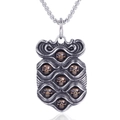 Collana con pendente punk a più teschi in toni argento e bronzo con catena in acciaio - Tonalità Argento (Solo Ciondolo)