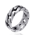 Bague chaîne cubaine pour hommes en acier inoxydable argenté vieilli au style punk - US 7 / Acier