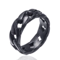 Bague chaîne gourmette noire mate en acier inoxydable pour homme au style street chic - US 7 / Noir