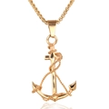 Pendente ancora nautica vintage in acciaio inossidabile dorato con dettaglio corda - Colore Oro (Solo Pendente)