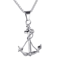 Pendente ancora nautica in acciaio inossidabile lucido con catena a scatola - Ciondolo Solo Colore Argento (Senza Catena)