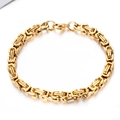 Modisches Herren-Byzanz-Armband aus goldfarbenem Titanstahl mit Karabinerverschluss - Vollgold 21.5CM