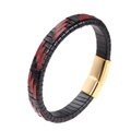 Herren-Lederarmband geflochten in Schwarz und Braun mit goldener Magnetschließe aus Edelstahl - 21cm / Goldener Verschluss (XL0138)