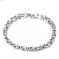 Herren Armband aus silbernem Titanstahl mit Byzantiner Gliederkette und Karabinerverschluss - Stahlfarbe 21.5CM