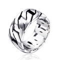 Anillo de cadena de eslabones cubanos de acero inoxidable plateado vintage para hombre - US 7 / Color Acero