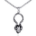 Collier en acier inoxydable vintage avec pendentif crâne et cornes courbées - Couleur Acier Pendentif Seul (Sans Chaîne)