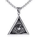 Collana con ciondolo a triangolo Occhio della Provvidenza in stile hip hop argento - Solo Pendente Argento