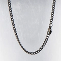 Collar de cadena de eslabones de acero inoxidable gris oscuro con cierre de langosta - 3.0 Ancho 60CM / Negro