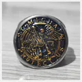 Anillo de San Miguel para hombre en acero inoxidable con relieve dorado y esmalte negro - US 7 / Todo Dorado