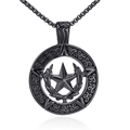 Hip hop vintage stainless steel necklace featuring a hollow star pendant and box chain - Pendant Only (No Chain) / Black
