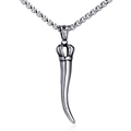 Silver punk horn pendant necklace with crown detail and box chain on white background - Crown Horn Style (Pendant Only Without Chain) (XD0169)