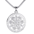Collier pendentif mandala arbre de vie poli en acier inoxydable avec chaîne box - Couleur Acier