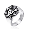 Anillo Valknut vikingo nórdico de acero inoxidable con acabado en plata envejecida - US 7 / Color Acero