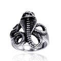 Bague cobra punk vintage pour homme en acier inoxydable argenté avec écailles - US 7 / Acier