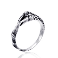 Retro stainless steel dragon claw ring with textured scales and vintage silver finish - US 7 / Steel