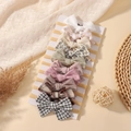 Set of 10 elastic nylon baby headbands with assorted patterns and boutique hair bows - 10 Pieces Variety Style A (Combo 1)