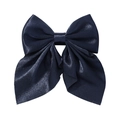 Navy blue satin bow hair clip for girls, large bow accessory in preppy Lolita style - Navy Blue