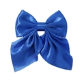 Deep royal blue satin bow hair clip with tiered ribbon layers and glossy texture - Royal Blue