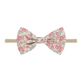 Fascia per neonati con fiocco floreale e ciliegie rosa su morbido elastico beige - Stile Ciliegia Rosa Foglia Blu (6)