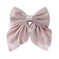 Elegant large satin ribbon bow hair clip in pale pinkish lavender for girls - Light Pink