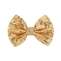 Sparkly gold sequin bow hair clip for girls party performances and special occasions - Gold