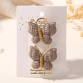 Lot de barrettes papillon tricotées marron faites main avec fil doré décoratif - Café (2A-5)