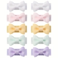 Mini-Haarspangen-Set für Kinder mit Ripsband-Schleifen in fünf Macaron-Farben - Frisches Macaron-Set (10B) / Mehrfarbig
