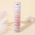 Set of 10 pink and white floral patterned snap hair clips for girls on display card - 10 Pieces Set / Pink and White Gradient Set