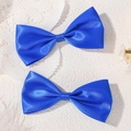 Par de lazos de raso azul brillante para el pelo de niñas con textura sedosa y elegante - Azul Real
