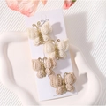 Pinzas para el pelo de mariposa de ganchillo hechas a mano en beige y marrón suave - Beige y Café