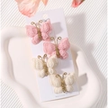 Set de horquillas de mariposa de ganchillo hechas a mano en rosa y beige - Rosa y Blanco