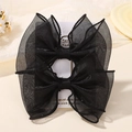 Lot de deux barrettes à cheveux à nœud en tulle noir pour filles sur carte blanche - Noir