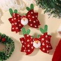 Lot de barrettes de Noël avec nœud, Père Noël et bois de cerf scintillants pour filles - Style Père Noël Rouge Bois Vert (2A-4)