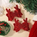 Nœuds à cheveux rouges pailletés de Noël avec bois de cerf et flocon de neige - Style Flocon Bois Paillettes Rouges (2A-6)