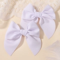 Set de dos pinzas para el pelo con lazo blanco y textura de gofre para niñas de nylon - Blanco