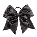 8 inch large black sequin hair bow with swallowtail streamers for children and dancers - Black (4)